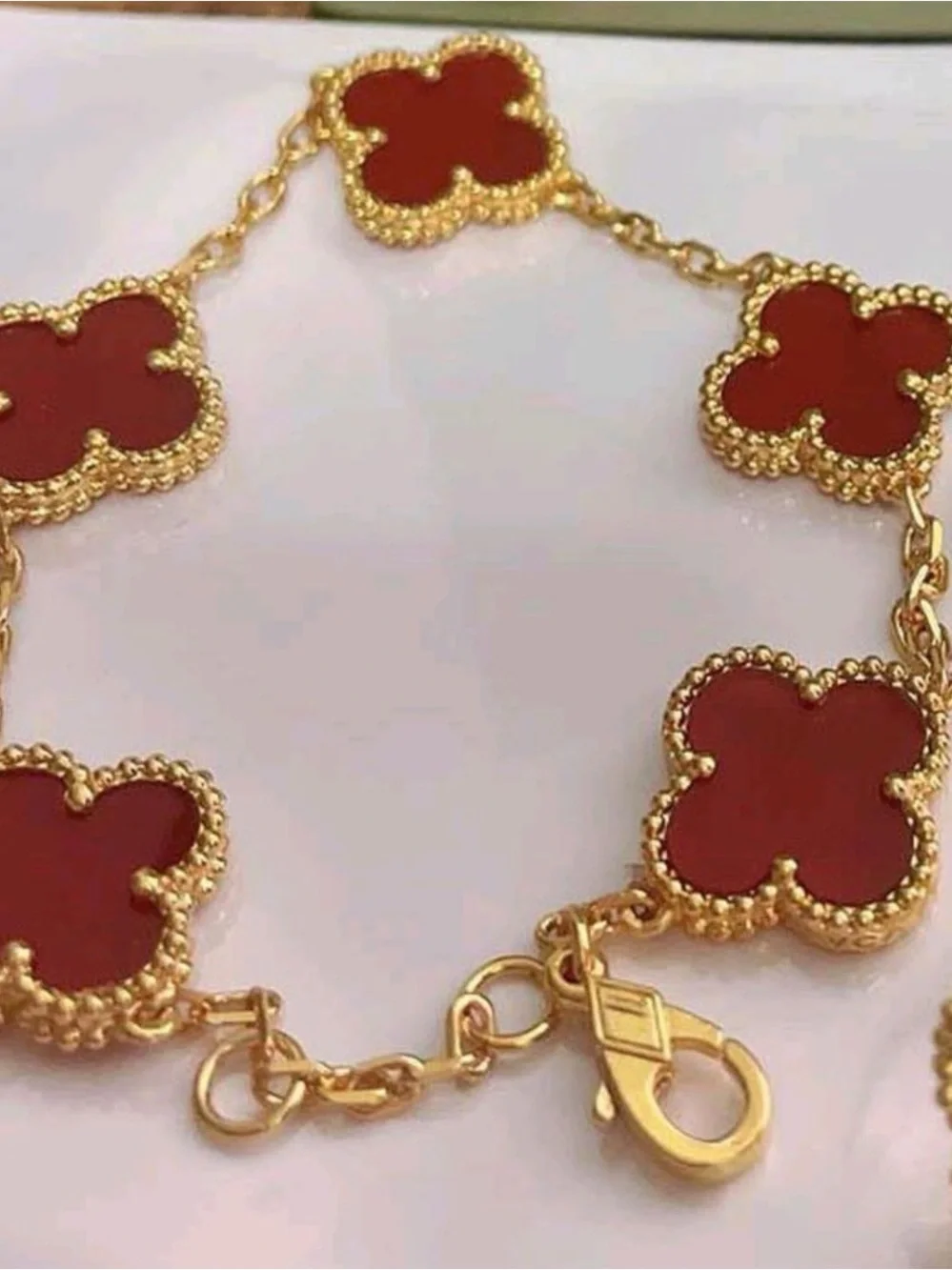 18k Yellow Gold Plated 15mm Red Carnelian Bracelet
